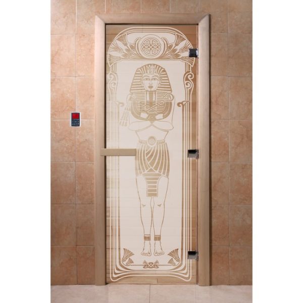 Дверь «Египет», размер коробки 190 х 70 см, левая, цвет сатин