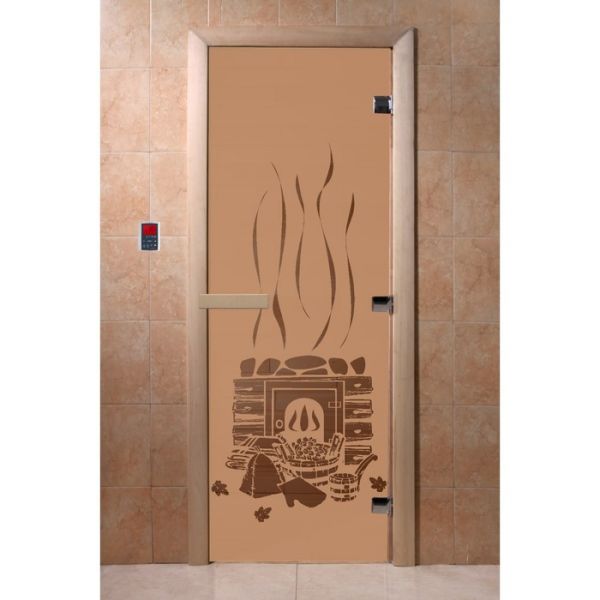 Дверь для бани стеклянная «Банька», размер коробки 190 ? 70 см, левая, цвет матовая бронза