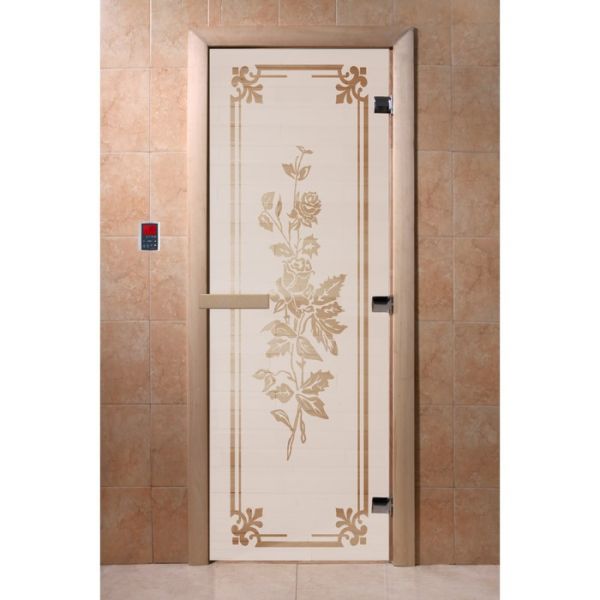 Дверь «Розы», размер коробки 190 ? 70 см, правая, цвет сатин