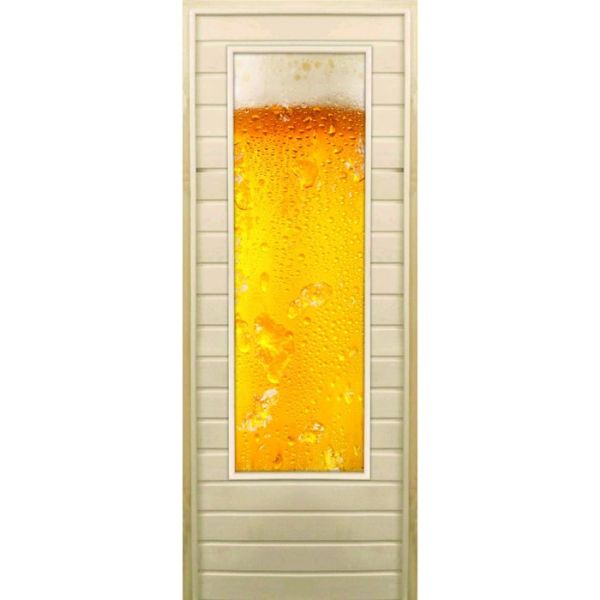 Дверь для бани со стеклом (43*129), "Пенное", 170х70см, коробка из осины