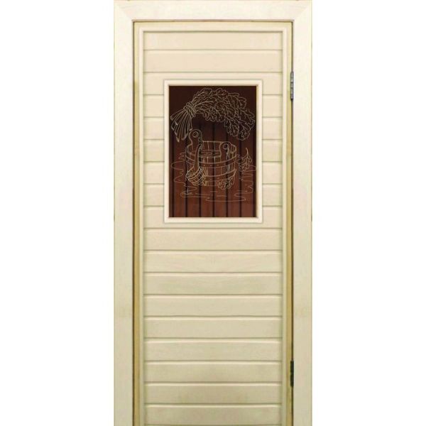 Дверь для бани со стеклом (40*60), "Банные радости-2", бронза, 170х70см, коробка из осины