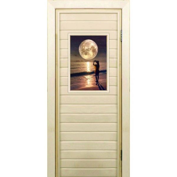 Дверь для бани со стеклом (40*60), "Луна", 170?70см, коробка из осины