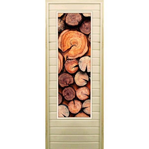 Дверь для бани со стеклом (43*129), "Поленница-1", 170?70см, коробка из осины