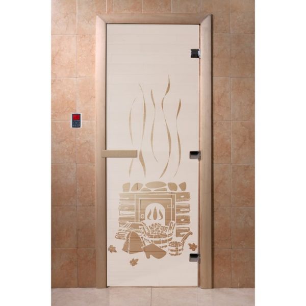Дверь «Банька», размер коробки 200 х 80 см, левая, цвет сатин
