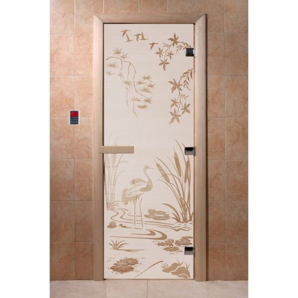 Дверь «Камышевый рай», размер коробки 190 ? 70 см, левая, цвет сатин