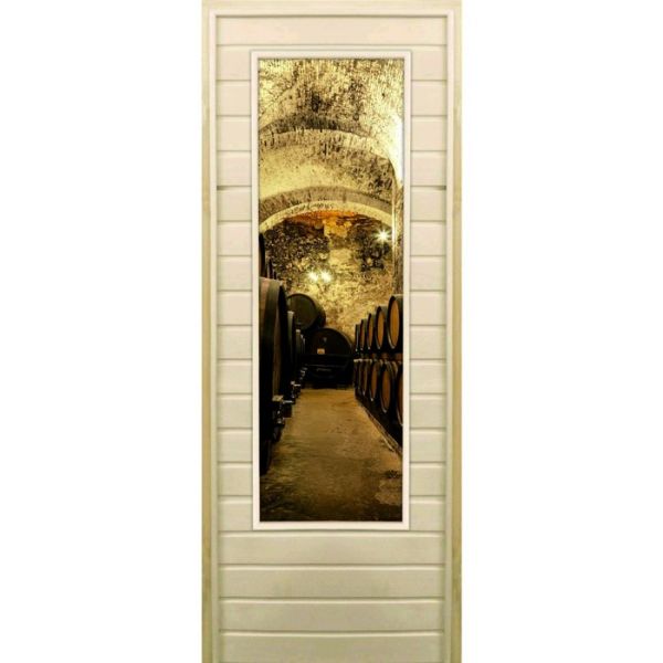 Дверь для бани со стеклом (43*129), "Погреб-1", 170х70см, коробка из осины