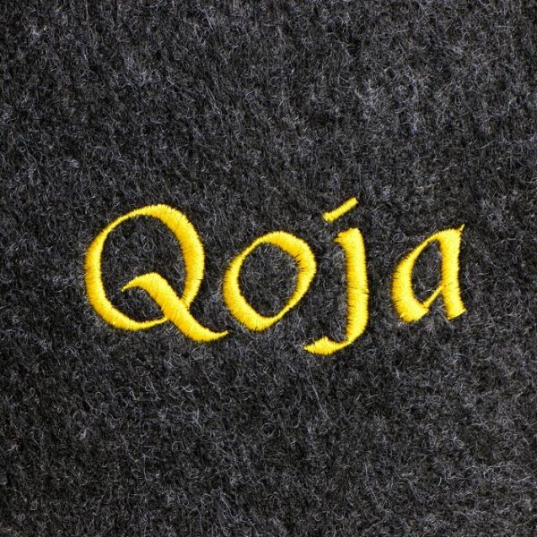 Шапка для бани с вышивкой "Qoja"  серая