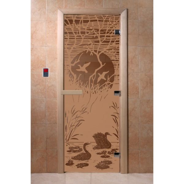 Дверь «Лебединое озеро», размер коробки 190 х 70 см, правая, цвет матовая бронза