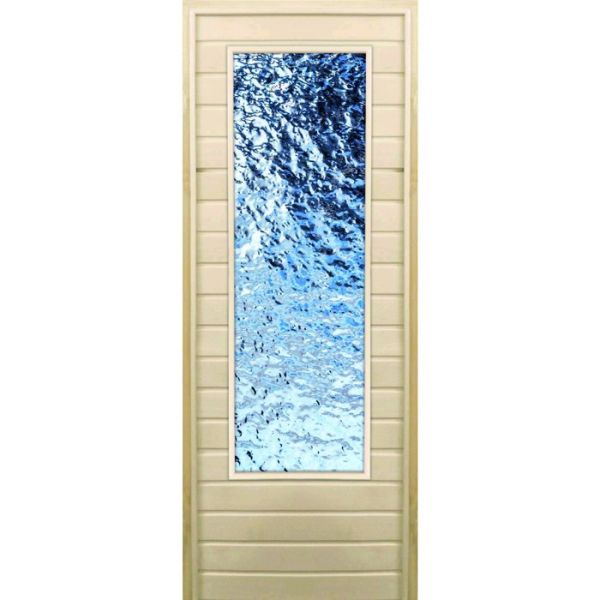 Дверь для бани со стеклом (43*129), "Лёд", 170х70см, коробка из осины
