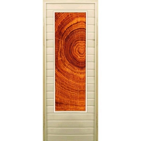 Дверь для бани со стеклом (43*129), "Кольца", 170?70см, коробка из осины