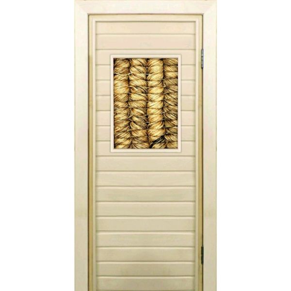 Дверь для бани со стеклом (40*60), "Плетёнка", 170х70см, коробка из осины