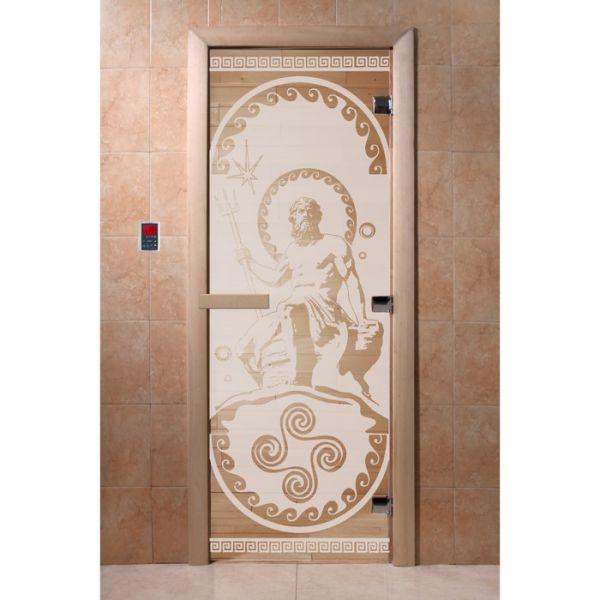 Дверь «Посейдон», размер коробки 190 ? 70 см, левая, цвет сатин
