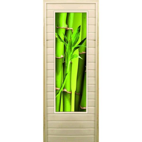 Дверь для бани со стеклом (43*129), "Бамбук-2", 170?70см, коробка из осины