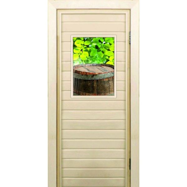 Дверь для бани со стеклом (40*60), "Бочонок", 170?70см, коробка из осины