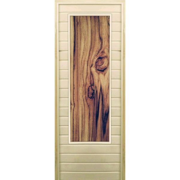 Дверь для бани со стеклом (43*129), "Темное дерево", 170?70см, коробка из осины