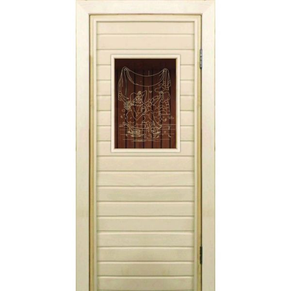 Дверь для бани со стеклом (40*60), "Баньщик", 170х70см, коробка из осины