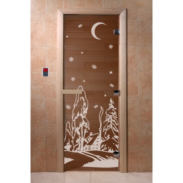 Дверь «Зима», размер коробки 190 ? 70 см, левая, цвет бронза