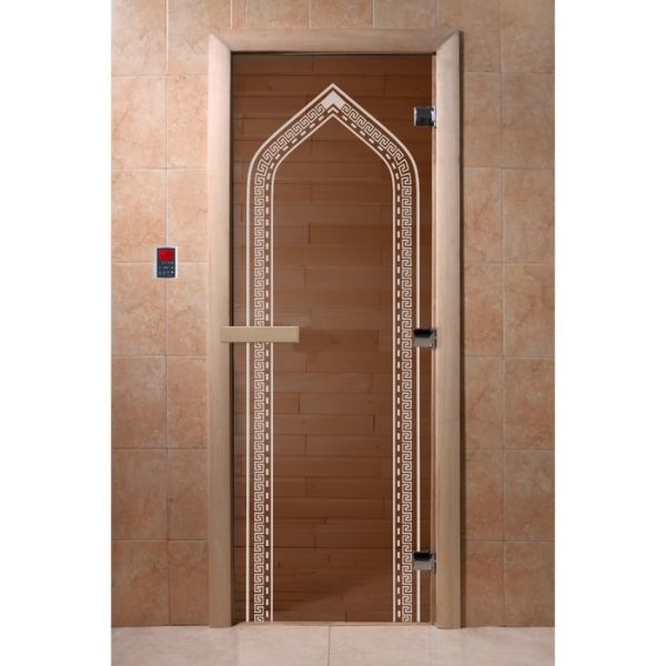 Дверь стеклянная «Арка», размер коробки 190 ? 70 см, 8 мм, бронза