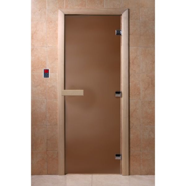 Дверь для бани стеклянная «Бронза матовая», 210 ? 90 см, правая, коробка ольха