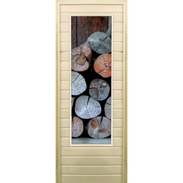 Дверь для бани со стеклом (43*129), "Поленница-2", 170х70см, коробка из осины