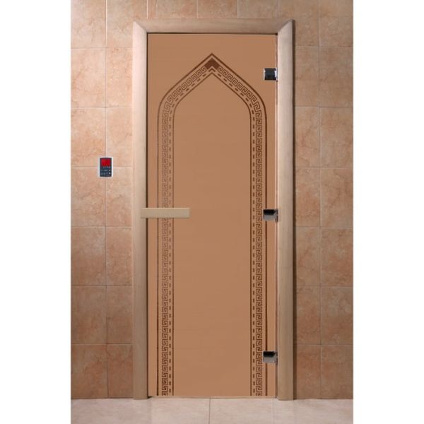 Дверь стеклянная «Арка», размер коробки 190 ? 70 см, 8 мм, матовая бронза