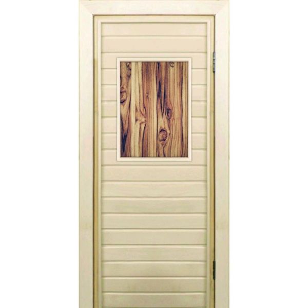 Дверь для бани со стеклом (40*60), "Дерево", 170?70см, коробка из осины