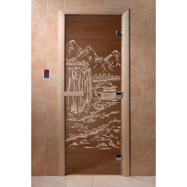 Дверь для бани стеклянная «Китай», размер коробки 190 ? 70 см, правая, цвет бронза