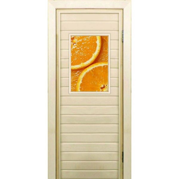 Дверь для бани со стеклом (40*60), "Апельсин", 170х70см, коробка из осины