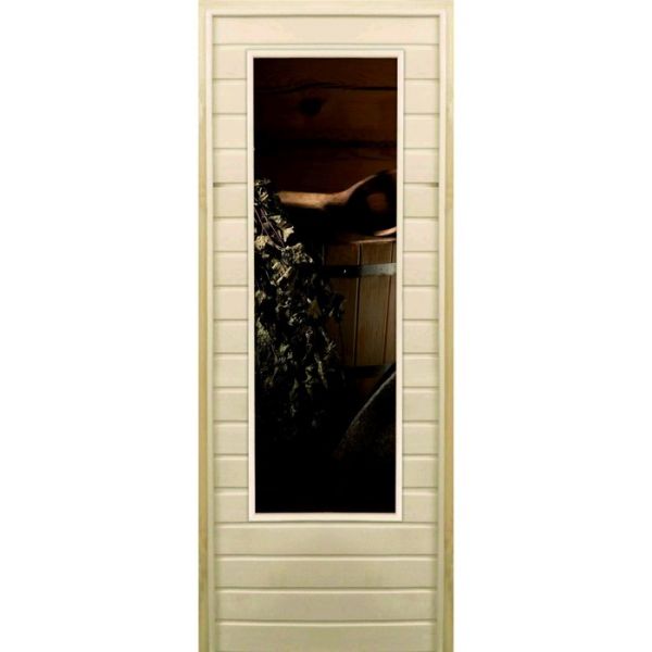 Дверь для бани со стеклом (43*129), "Банный набор", 170х70см, коробка из осины