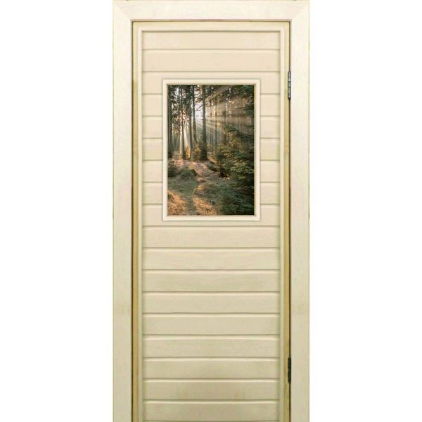 Дверь для бани со стеклом (40*60), "Хвойный лес", 170х70см, коробка из осины