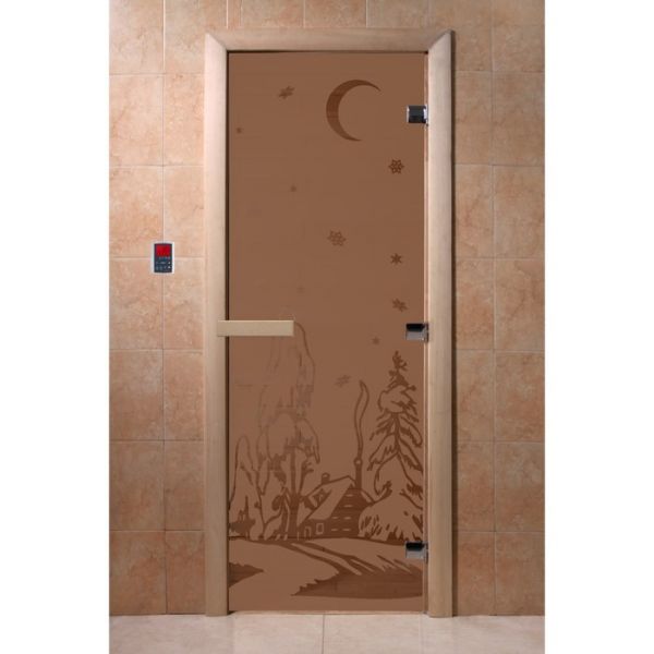 Дверь «Зима», размер коробки 190 ? 70 см, правая, цвет матовая бронза