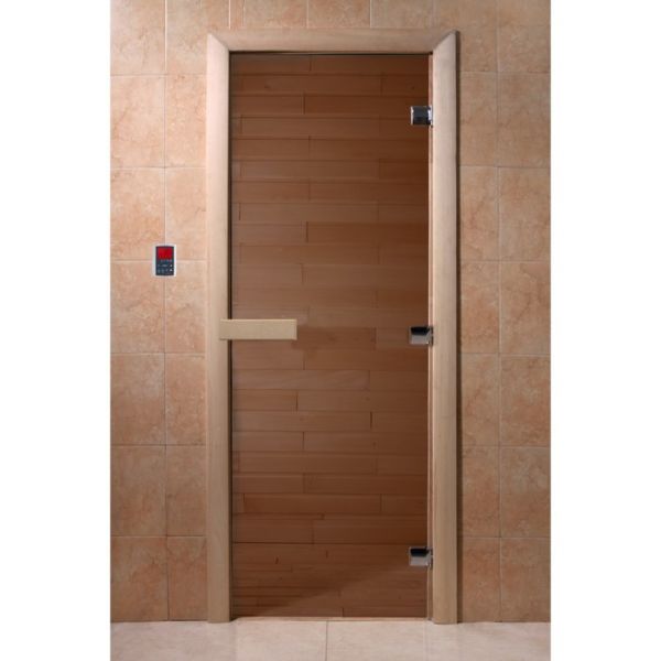 Дверь для бани стеклянная «Бронза», размер коробки 210 ? 90 см, 8 мм