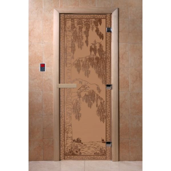 Дверь «Берёзка», размер коробки 190 х 70 см, правая, цвет матовая бронза