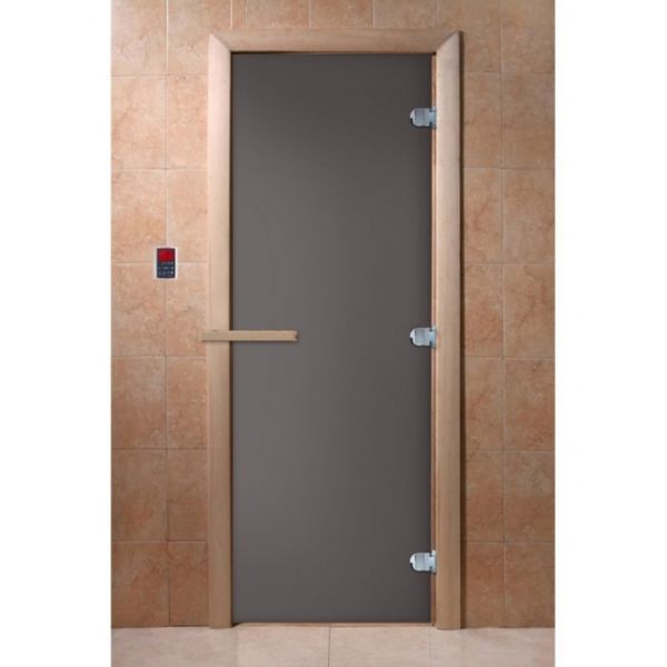 Дверь для бани и сауны «Графит матовое», размер коробки 190 ? 70  см, стекло 8 мм
