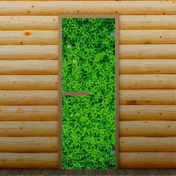 Дверь для бани и сауны "Зелень", 190 х 67 см, с фотопечатью 6 мм Добропаровъ