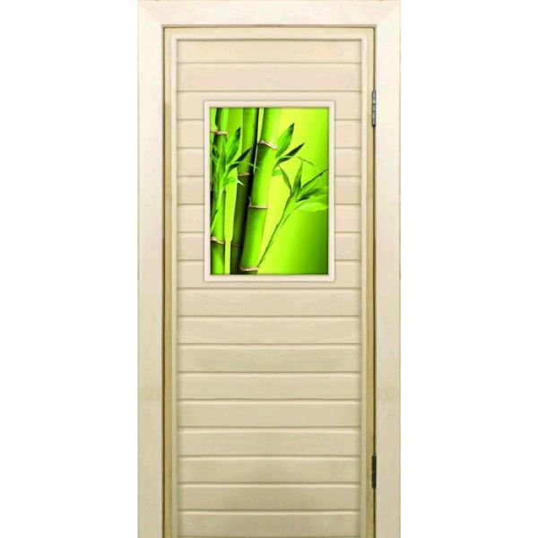 Дверь для бани со стеклом (40*60), "Бамбук-2", 170?70см, коробка из осины