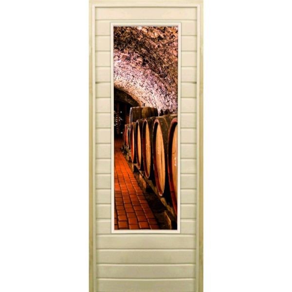 Дверь для бани со стеклом (43*129), "Погреб-2", 170?70см, коробка из осины