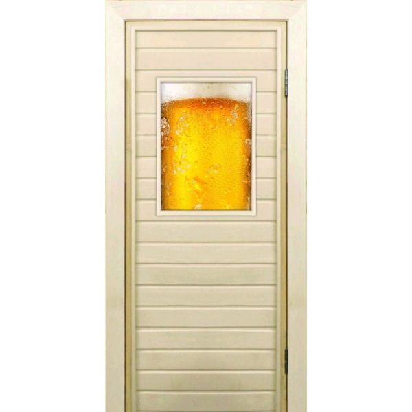 Дверь для бани со стеклом (40*60), "Пенное", 170х70см, коробка из осины