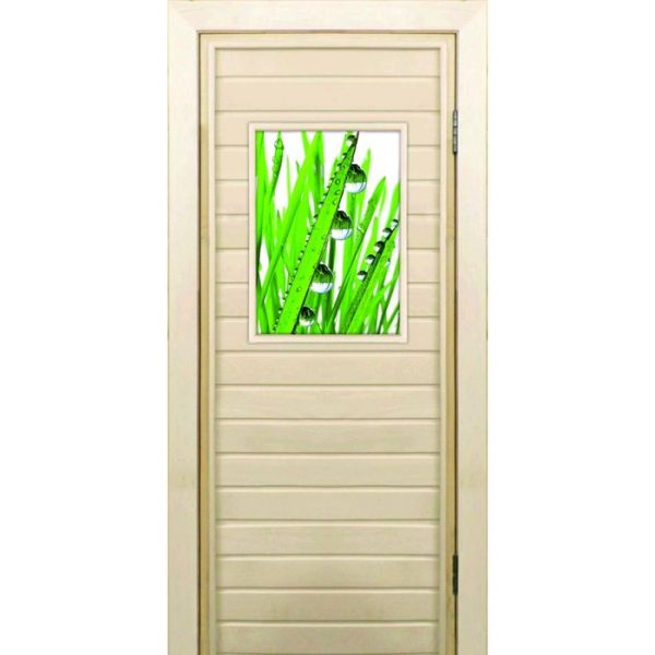 Дверь для бани со стеклом (40*60), "Капли", 170х70см, коробка из осины