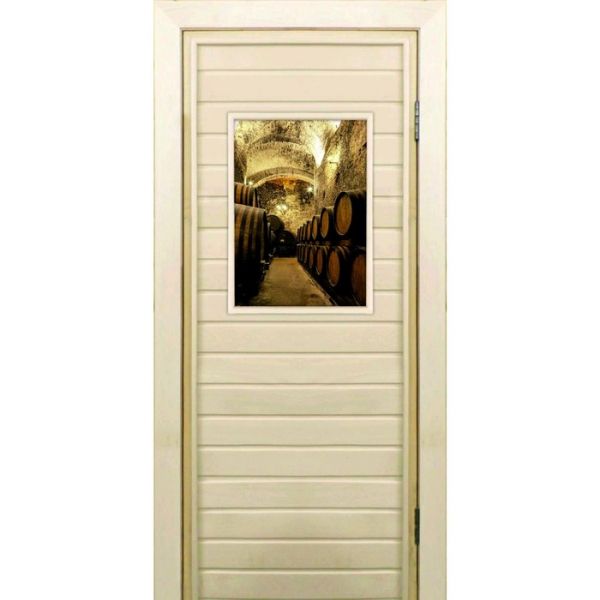 Дверь для бани со стеклом (40*60), "Погреб-1", 170х70см, коробка из осины