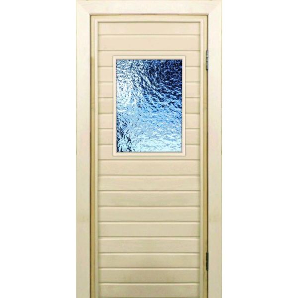 Дверь для бани со стеклом (40*60), "Лёд", 170?70см, коробка из осины