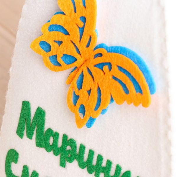 Шапка для бани с аппликацией "Маринка-Смешинка"