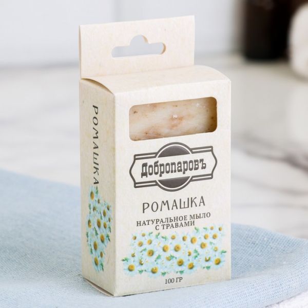 Мыло банное натуральное с травами в коробке "Ромашка" 100 гр Добропаровъ