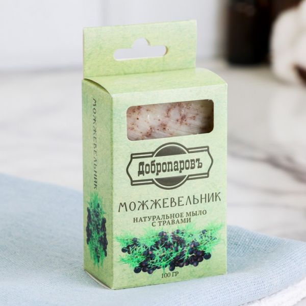 Мыло банное натуральное с травами в коробке "Можжевельник" 100 гр Добропаровъ