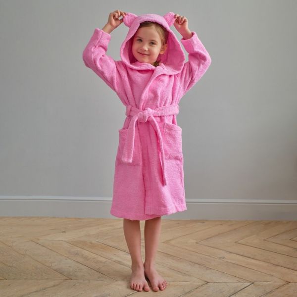 Халат махровый детский "Любимая доченька" р-р 32 (110-116 см), розовый