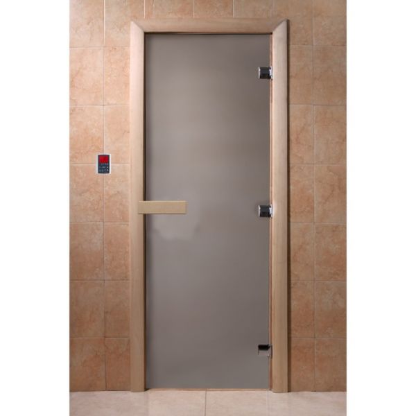 Дверь для бани стеклянная«Сатин», размер коробки 180 ? 60 см, универсальная, коробка ольха