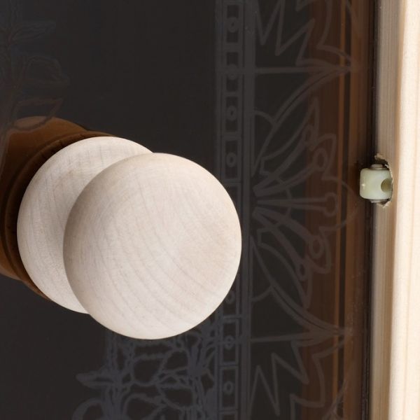 Дверь для бани «Берёзка», размер коробки 190 ? 70 см, 6 мм, правая, круглая ручка, бронза