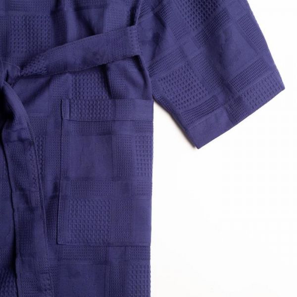 Халат вафельный мужской Этель «Дубки», размер 46-48, цвет темно-синий, 220 г/м2, 100%хл