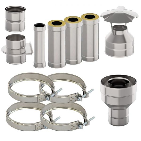 Комплект дымохода «Премиум», d=115 мм, 3 метра, 12 элементов Комплект дымохода «Премиум», d=115 мм, 3 метра, 12 элементов