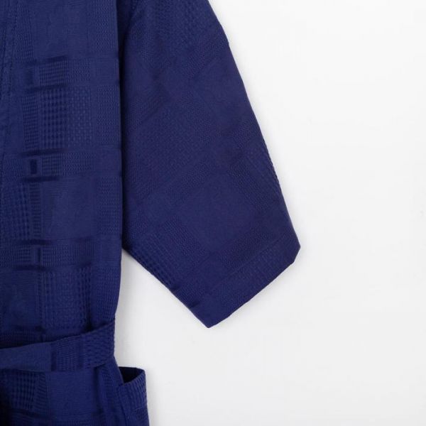 Халат вафельный мужской Этель «Дубки», размер 46-48, цвет темно-синий, 220 г/м2, 100%хл
